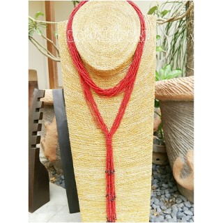 multiple strand beads red necklaces double wrist 